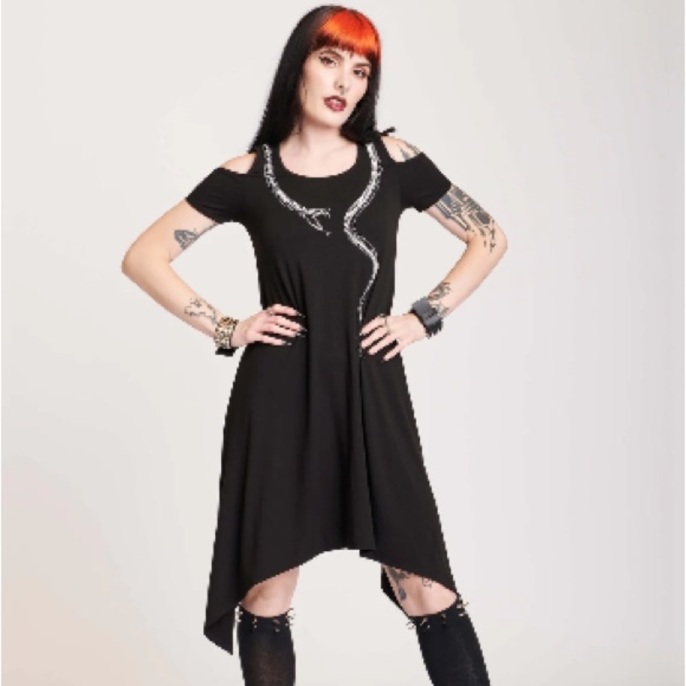 Midnight Hour SKELETON SNAKE TRAPEZE DRESS size SM